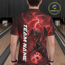 Load image into Gallery viewer, Custom Red Thunder Lightning Bowling Team Men Polo Shirt, Dragon Bowling Jerseys IPHW10195