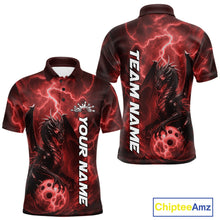 Load image into Gallery viewer, Custom Red Thunder Lightning Bowling Team Men Polo Shirt, Dragon Bowling Jerseys IPHW10195