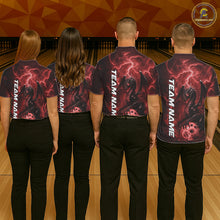 Load image into Gallery viewer, Custom Red Thunder Lightning Bowling Team Men Polo Shirt, Dragon Bowling Jerseys IPHW10195