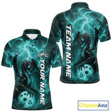 Load image into Gallery viewer, Custom Turquoise Blue Thunder Lightning Bowling Team Men Polo Shirt, Bowling Jerseys IPHW10196