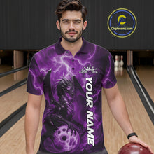 Load image into Gallery viewer, Custom Purple Thunder Lightning Bowling Team Men Polo Shirt, Dragon Bowling Jerseys IPHW10197
