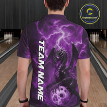 Load image into Gallery viewer, Custom Purple Thunder Lightning Bowling Team Men Polo Shirt, Dragon Bowling Jerseys IPHW10197