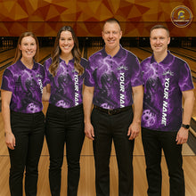 Load image into Gallery viewer, Custom Purple Thunder Lightning Bowling Team Men Polo Shirt, Dragon Bowling Jerseys IPHW10197