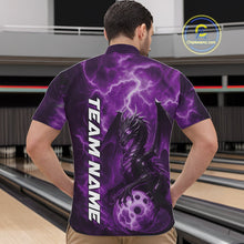 Load image into Gallery viewer, Custom Purple Thunder Lightning Bowling Team Men Quarter-Zip Shirt, Dragon Bowling Jerseys IPHW10197