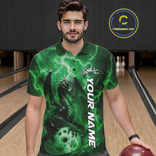 Load image into Gallery viewer, Custom Green Thunder Lightning Bowling Team Men Polo Shirt, Dragon Bowling Jerseys IPHW10199