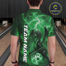 Load image into Gallery viewer, Custom Green Thunder Lightning Bowling Team Men Polo Shirt, Dragon Bowling Jerseys IPHW10199