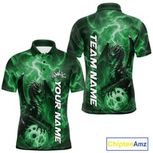 Load image into Gallery viewer, Custom Green Thunder Lightning Bowling Team Men Polo Shirt, Dragon Bowling Jerseys IPHW10199