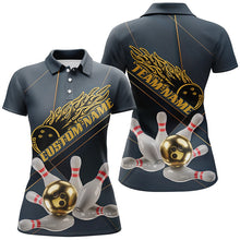 Load image into Gallery viewer, Custom Golden Bowling Shirts For Women, Flame Bowling Team Shirts Bowling Uniform IPHW7335