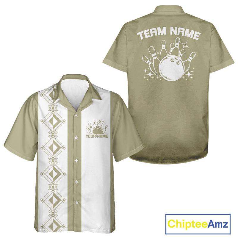 Custom Retro Bowling Button Up Shirt , Classic Vintage Bowling Team Hawaiian Shirt IPHW10072