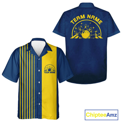Custom Classic Striped Vintage Bowling  Shirt, Retro Bowling Button Up Team Shirt IPHW10074