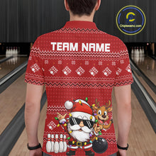 Load image into Gallery viewer, Custom Funny Christmas Men Bowling Shirts, Santa Claus And Reindeer Xmas Bowling Shirt IPHW10203