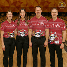 Load image into Gallery viewer, Custom Funny Christmas Men Bowling Shirts, Santa Claus And Reindeer Xmas Bowling Shirt IPHW10203