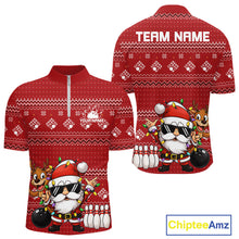 Load image into Gallery viewer, Custom Funny Christmas Men Bowling Shirts, Santa Claus And Reindeer Xmas Bowling Shirt IPHW10203