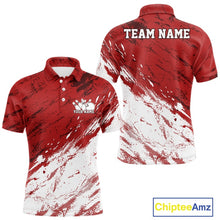 Load image into Gallery viewer, Orange and white polo shirt with 'Team Name' and 'Your Name' text on a white background, featuring Chiptee Amz branding.