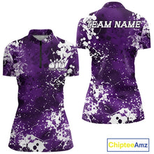 Load image into Gallery viewer, Purple sports jersey with white splatter design, customizable text, and Chiptee Amz branding.