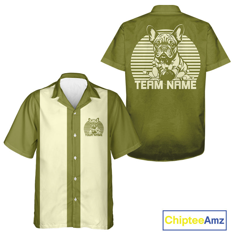 Custom French Bulldog Retro Bowling Shirt, Vintage Dog Lovers Bowling Shirt IPHW10219