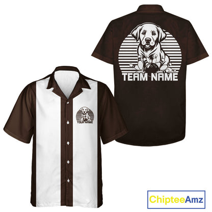 Custom Labrador Retriever Retro Button Up Bowling Shirt, Dog Bowling Shirt IPHW10220