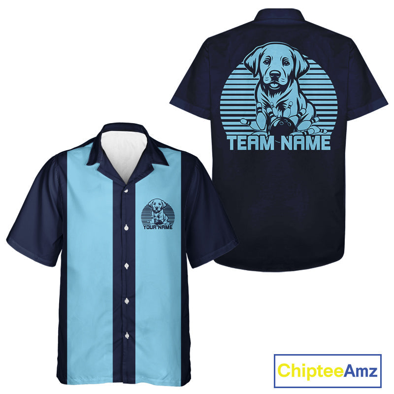 Custom Labrador Retriever Retro Button Up Bowling Shirt, Dog Bowling Shirt IPHW10220