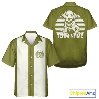 Custom Labrador Retriever Retro Button Up Bowling Shirt, Dog Bowling Shirt IPHW10220