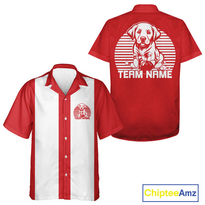 Custom Labrador Retriever Retro Button Up Bowling Shirt, Dog Bowling Shirt IPHW10220