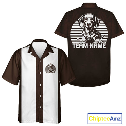 Custom Dachshund Retro Button Up Bowling Shirt, Vintage Dog Lover Bowling Shirt IPHW10223