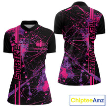 Load image into Gallery viewer, Custom Purple And Pink Splatter Camo Strike Bowling League Shirts, Women Bowling Jerseys IPHW10649