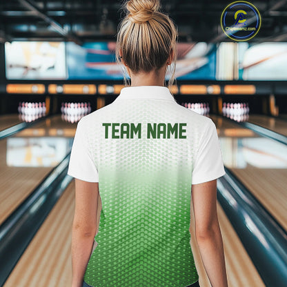 Custom Name Green Bowling Jerseys For Women, Bowling League Polo Shirt Bowler Outift IPHW10658