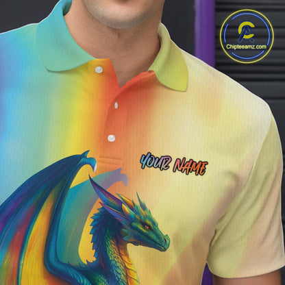 Custom Colorful Rainbow Colors Dragon Bowling Team Shirts, Dragon Bowling League Shirt IPHW10234