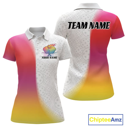 Custom Colorful Pickleball Pattern Pickleball Women Polo Shirt, Pickleball League Shirt IPHW9317