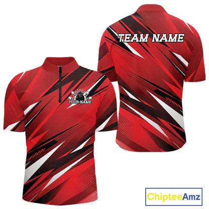 Red sports jersey with black and white patterns, front and back views, on a white background. 'Chiptee Amz' brand visible.
