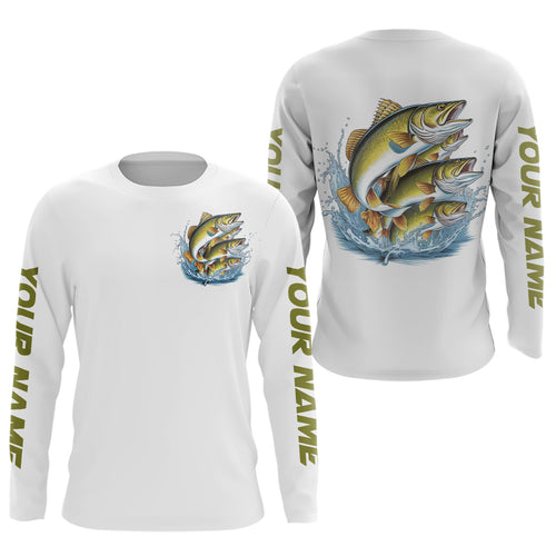Walleye Fishes Custom Long Sleeve Fishing Shirts, Walleye Tournament Fishing Shirt IPHW7960