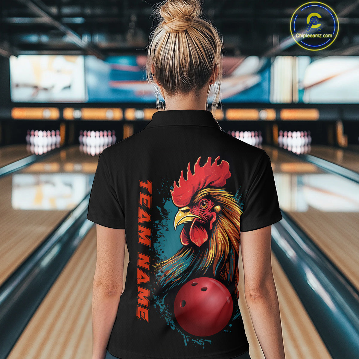 Custom Chicken Bowling Shirts Women Bowling Quarter-Zip Shirts Team Bowling League Jersey IPHW5290