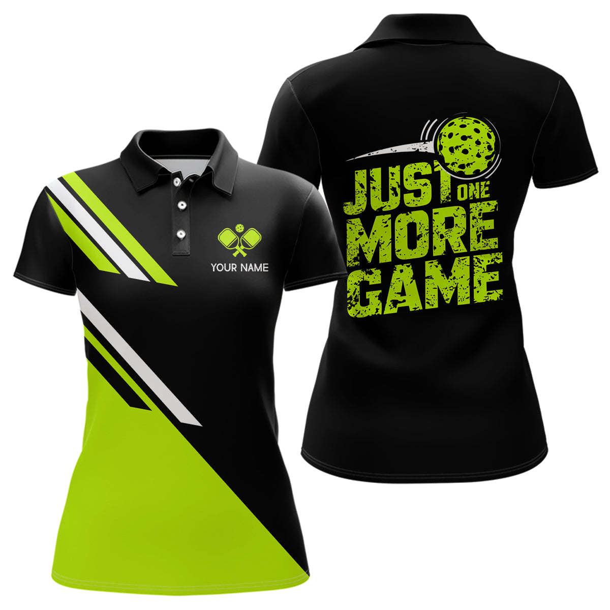 Custom Green Pickleball Jerseys Outdoor Pickleball Men Polo Shirts Sayings "Just One More Game" IPHW6723