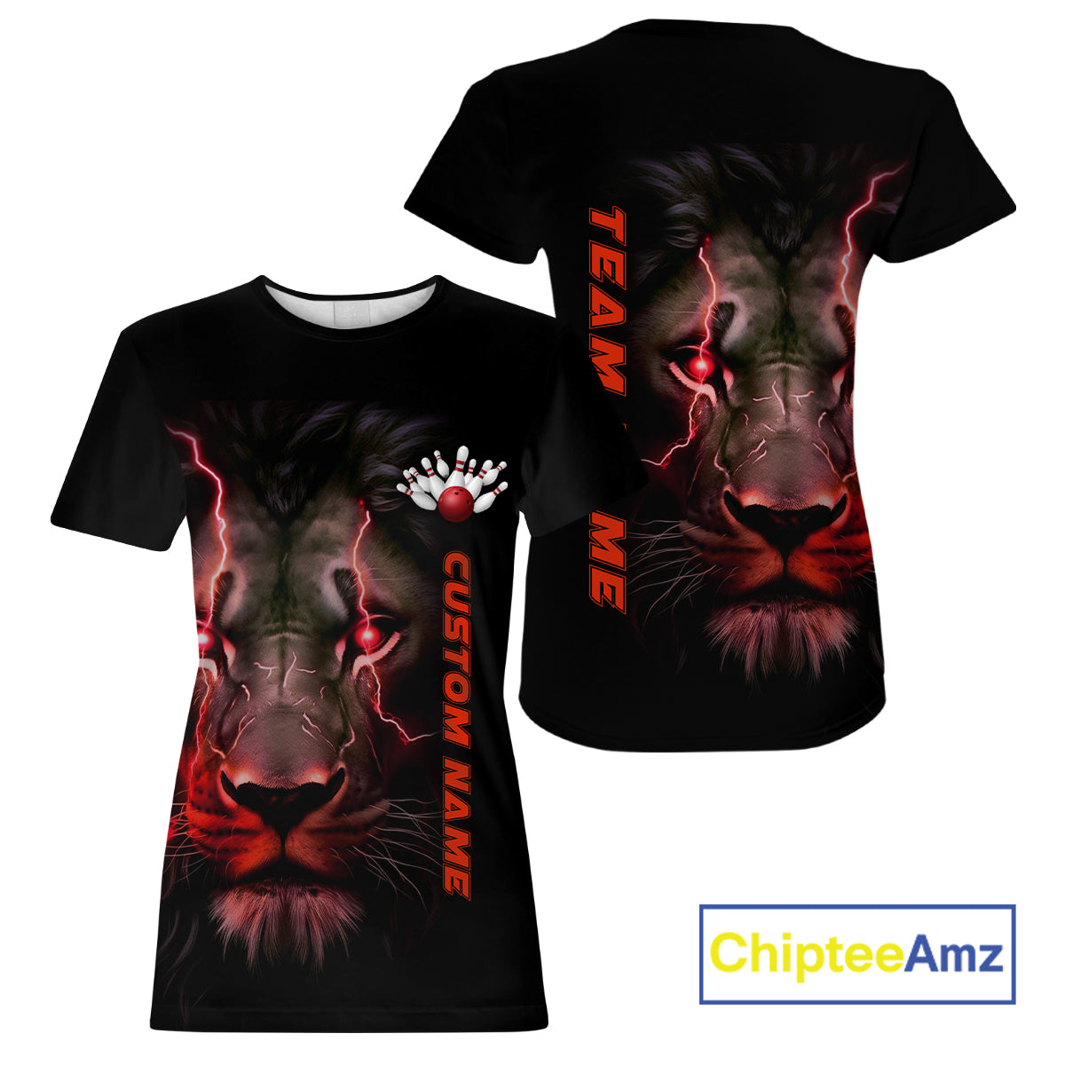 Red Lion Custom Women Bowling T-Shirts Bowling League Bowling Team Jerseys Outfits IPHW5359