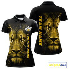 Load image into Gallery viewer, Custom Yellow Thunder Lightning Lion Bowling Shirt For Women, Lion Bowling Team Jerseys IPHW10668