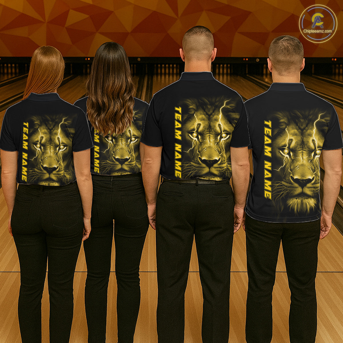 Custom Yellow Thunder Lightning Lion Bowling Shirt For Men, Lion Bowling Team Jerseys IPHW10668