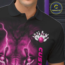 Load image into Gallery viewer, Custom Pink Thunder Lightning Lion Bowling Shirt For Men, Lion Bowling Team Jerseys IPHW10670
