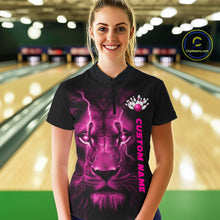 Load image into Gallery viewer, Custom Pink Thunder Lightning Lion Bowling Shirt For Women, Lion Bowling Team Jerseys IPHW10670