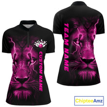 Load image into Gallery viewer, Custom Pink Thunder Lightning Lion Bowling Shirt For Women, Lion Bowling Team Jerseys IPHW10670
