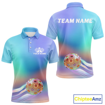 Custom Holographic Gradient Pickleball Polo Shirts For Men, Pickleball Tournament Shirt IPHW9434