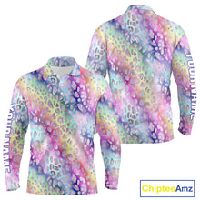 Load image into Gallery viewer, Colorful Neon Rainbow leopard pattern Mens Golf Polo Shirts Custom men's golf outfits, cool golf gift NQS10244