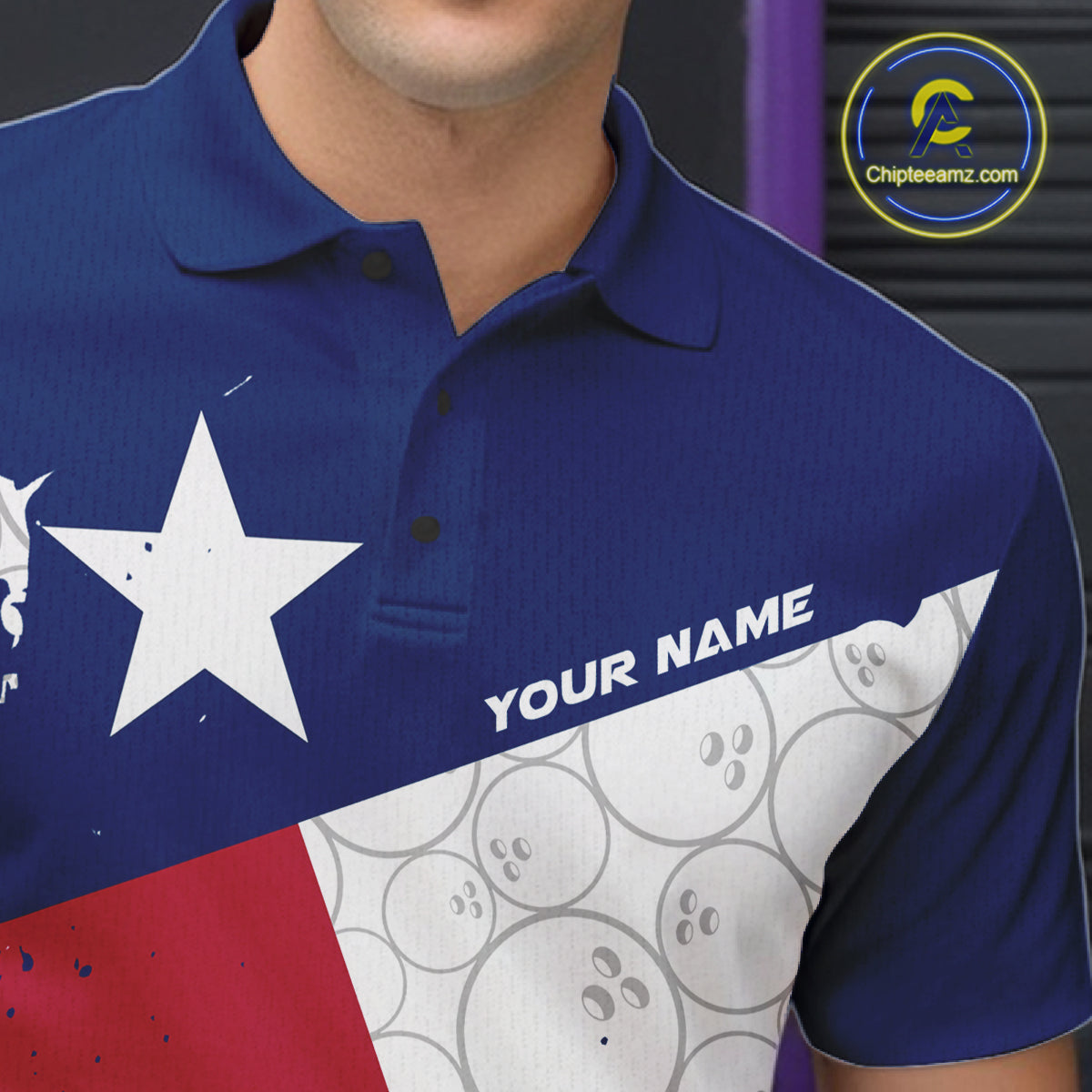 Custom Texas Flag Bowling Team Men Polo Shirts, Texas Bowling League Shirt Team Uniform IPHW9632