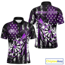 Load image into Gallery viewer, Custom Purple Thunder Lightning Patriotic Dart Team Polo Shirts For Men, Dart Jerseys IPHW9658