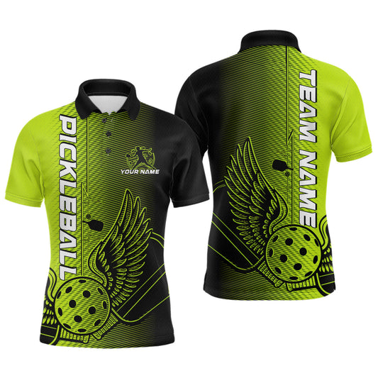 Custom Green Pickleball Wings Jerseys Outdoor Pickleball Polo Team Shirts For Men IPHW9309
