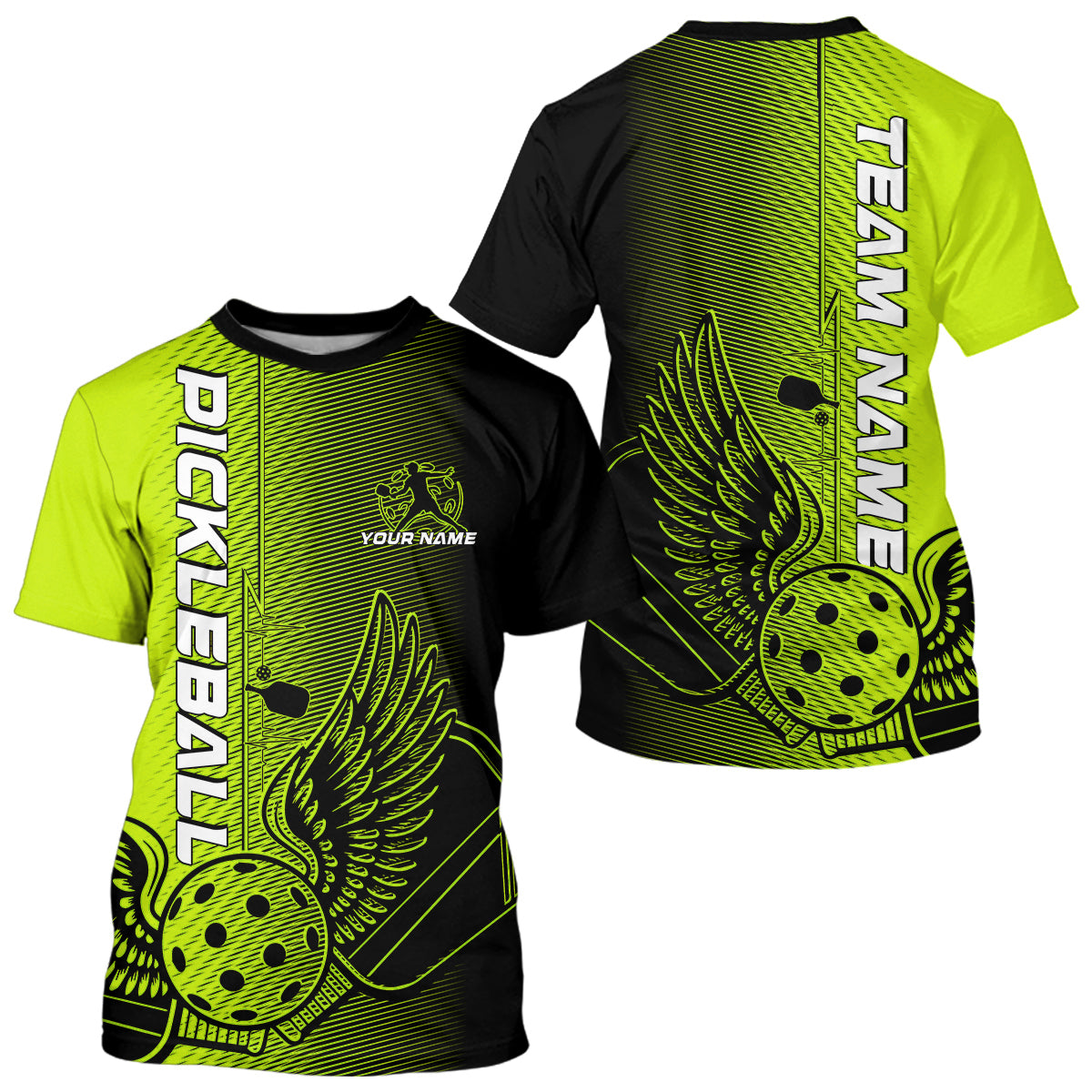 Custom Green Pickleball Wings Jerseys Outdoor Pickleball T-Shirts Team For Men IPHW9309