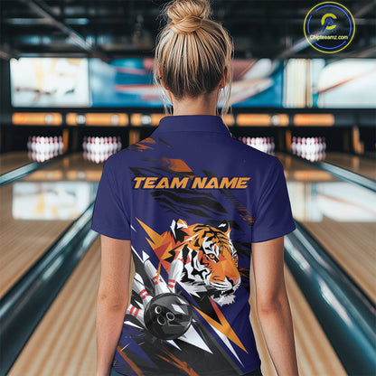 Custom Tiger Bowling Jerseys, Tiger Bowling Polo Team Shirts For Women IPHW9490