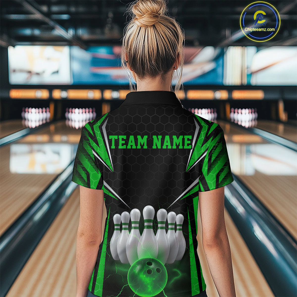 Custom Black And Green Bowling Jersey, Bowler Uniform Bowling Women Quarter-Zip Shirt IPHW9285