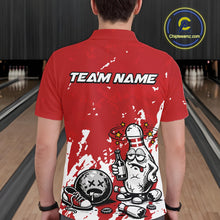 Load image into Gallery viewer, Red Custom Drunk Bowling Ball And Pin Funny Men Polo Shirt, Bowling And Beer Jersey IPHW11232