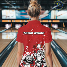 Load image into Gallery viewer, Red Custom Drunk Bowling Ball And Pin Funny Women Polo Shirt, Bowling And Beer Jersey IPHW11232