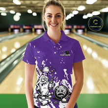 Load image into Gallery viewer, Purple Custom Drunk Bowling Ball And Pin Funny Women Polo Shirt, Bowling And Beer Jersey IPHW11234